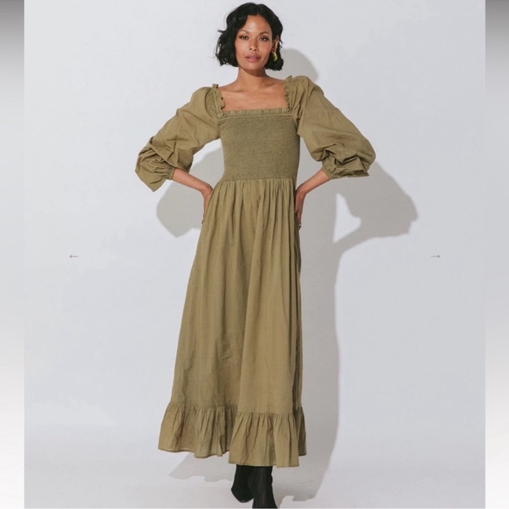 Cleobella Lennox Smocked Puffed Sleeve Ruffle Milkmaid Prairie Peasant cottage